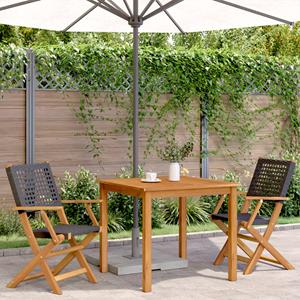 vidaXL Tuinstoelen 2 st massief acaciahout en poly rattan zwart