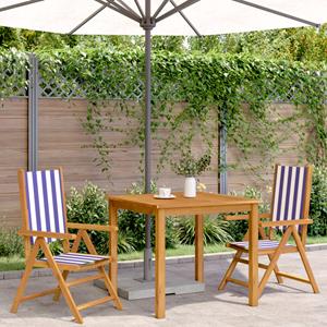 vidaXL Tuinstoelen 2 st massief acaciahout en stof blauw en wit