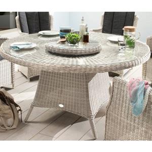 Destiny Tuintafel Luna Polyrotan, ø 150x75 cm, opliggende glasplaat en draaischijf ø 58 cm (set, 2-delig)