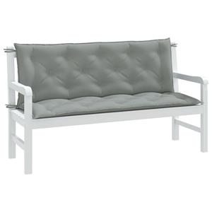 VidaXL Tuinbankkussens 2 st 150x50x7 cm stof gemêleerd lichtgrijs