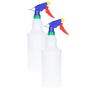 PlasticForte Plantenspuit met een inhoud van 1000 ml - 2x - mat wit - verstuiver kop multi kleuren - 30 cm - kuns -