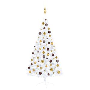 VidaXL Kunstkerstboom met verlichting en kerstballen half 150 cm wit