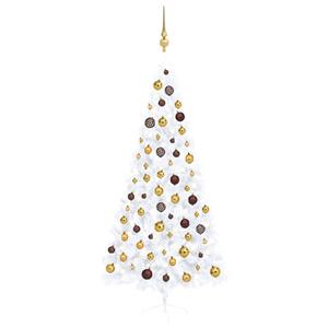 VidaXL Kunstkerstboom met verlichting en kerstballen half 210 cm wit