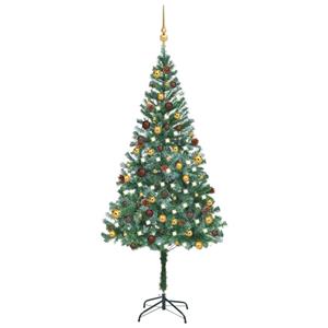VidaXL Kunstkerstboom met verlichting kerstballen dennenappels 180 cm