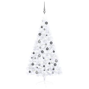 VidaXL Kunstkerstboom met verlichting en kerstballen half 150 cm wit