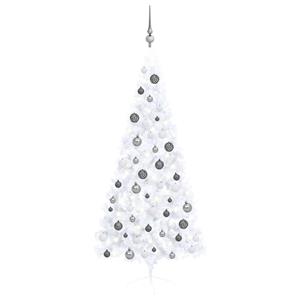 VidaXL Kunstkerstboom met verlichting en kerstballen half 180 cm wit