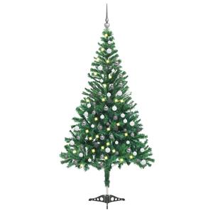 vidaXL Kunstkerstboom met verlichting en kerstballen 230 takken 120 cm