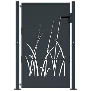 vidaXL Poort 105x130 cm met grasontwerp staal antracietkleurig