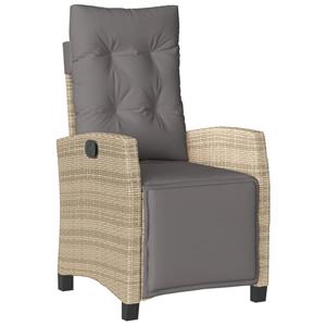 vidaXL 3-delige Tuinset met kussens poly rattan beige