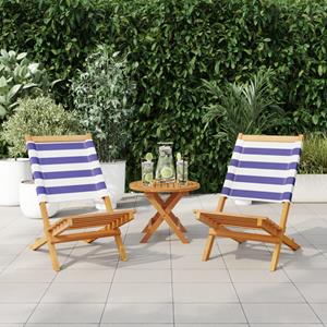 vidaXL Tuinstoelen 2 st massief acaciahout en stof blauw en wit
