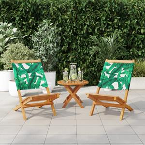 vidaXL Tuinstoelen 2 st bladpatroon massief acaciahout en stof