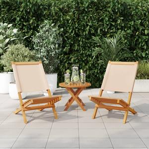 vidaXL Tuinstoelen 2 st massief acaciahout en stof beige