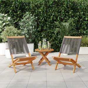 vidaXL Tuinstoelen 2 st massief acaciahout en polypropeen grijs