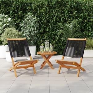 vidaXL Tuinstoelen 2 st massief acaciahout en polypropeen zwart