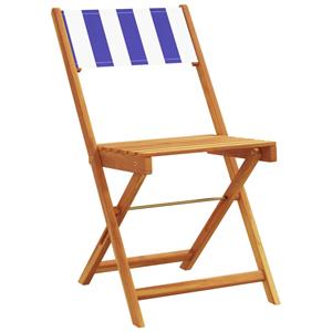 vidaXL Tuinstoelen 4 st inklapbaar stof en massief hout blauw en wit