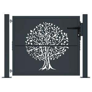 vidaXL Poort 105x105 cm met boomontwerp staal antracietkleurig