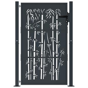 vidaXL Poort met bamboe-ontwerp 105x130 cm staal antracietkleurig