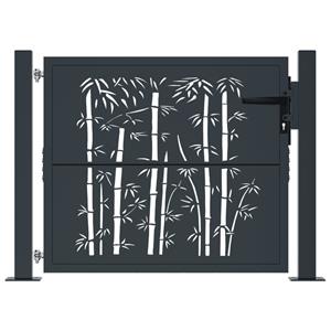 vidaXL Poort met bamboe-ontwerp 105x80 cm staal antracietkleurig