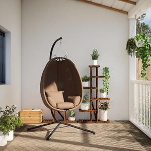 vidaXL Hangstoel met standaard stof en staal taupe