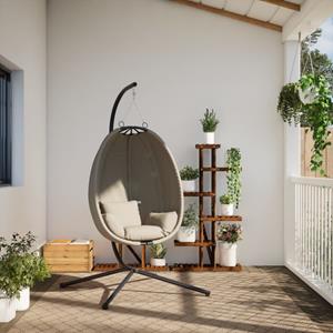 vidaXL Hangstoel met standaard stof en staal beige