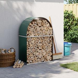 Haardhoutopslag 80x45x120 cm gegalvaniseerd staal groen