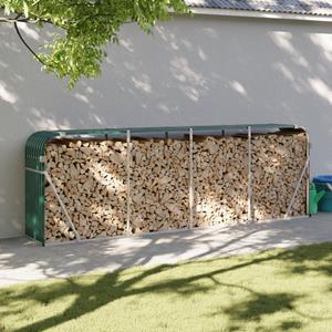 VidaXL Haardhoutopslag 300x45x100 cm gegalvaniseerd staal groen