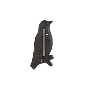 Merkloos Buitenthermometer Vogel Metaal 17x8x1cm L Oud Bruin