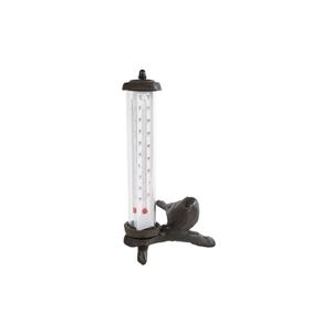 Merkloos Buitenthermometer Vogel Metaal 11,5x9,5x19cm Antiek Bruin
