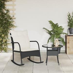 vidaXL Tuinschommelstoel met kussens poly rattan zwart