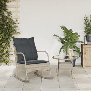 vidaXL Tuinschommelstoel met kussens poly rattan lichtgrijs