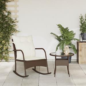 vidaXL Tuinschommelstoel met kussens poly rattan bruin