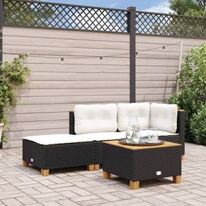 VidaXL Tuinkruk met kussen 63,5x56x32 cm poly rattan zwart
