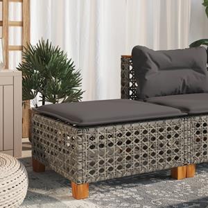 VidaXL Tuinkruk met kussen 63,5x56x32 cm poly rattan grijs