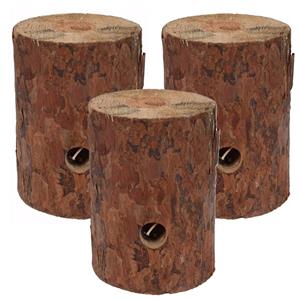 Merkloos Zweedse boomstam houtblok fakkel - 3x - voor binnen en buiten - 20 cm - Tuinfakkels -