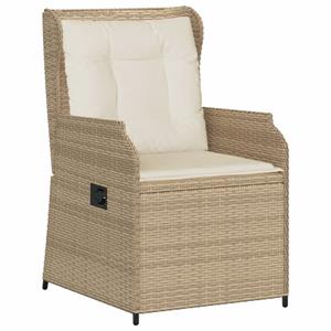 vidaXL 3-delige Loungeset met kussens poly rattan beige