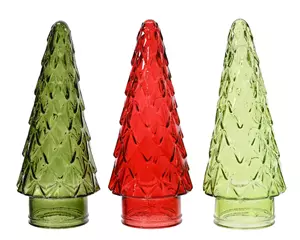 Kaemingk Ornamen glazen kerstboom 10.5x25cm Groen/Rood