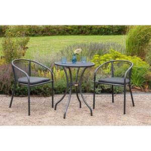 MERXX Tuin-eethoek DELOS 2 stapelstoelen met zitkussen, tafel (3-delig)