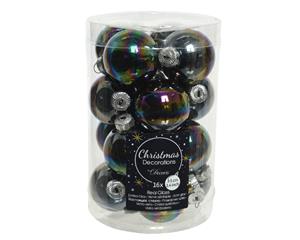 Kerstbal glas d3.5 cm zwart irs 16st kerst - 