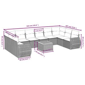 vidaXL 11-delige Loungeset met kussens poly rattan zwart