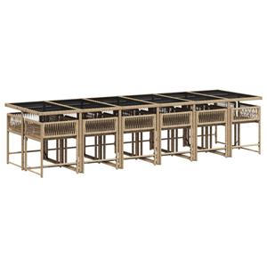 vidaXL 13-delige Tuinset met kussens poly rattan gemengd beige