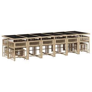 vidaXL 17-delige Tuinset met kussens poly rattan gemengd beige