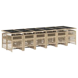 vidaXL 13-delige Tuinset met kussens poly rattan gemengd beige