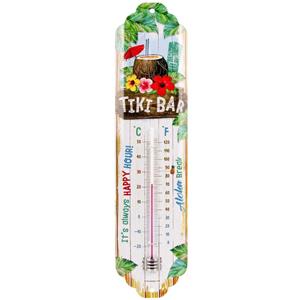 Nostalgic Art Binnen/buiten thermometer - Tiki Bar - Wit - metaal - 28 x 6.5 cm -