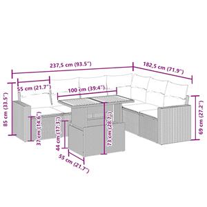 vidaXL 7-delige Loungeset met kussens poly rattan beige