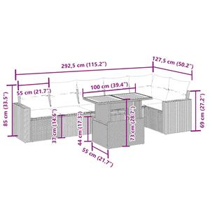 vidaXL 7-delige Loungeset met kussens poly rattan beige