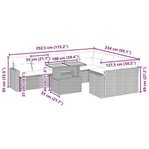 vidaXL 10-delige Loungeset met kussens poly rattan beige
