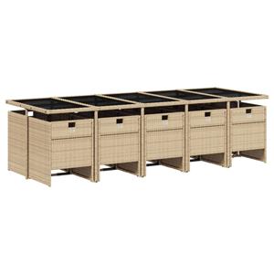 vidaXL 11-delige Tuinset met kussens poly rattan gemengd beige