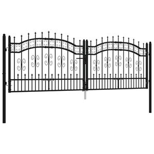 vidaXL Poort met spijlpunten 305x151 cm gepoedercoat staal zwart