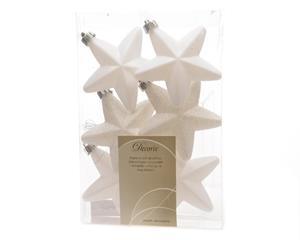 Ster plastic glans-mat-glitter/7.5cm/winterwit - 