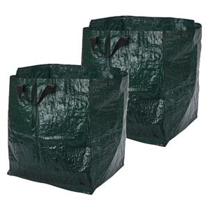 Pro Garden Progarden Tuinafvalzak - 2x - opvouwbaar - groen - 75 liter - bladeren opruimen -
